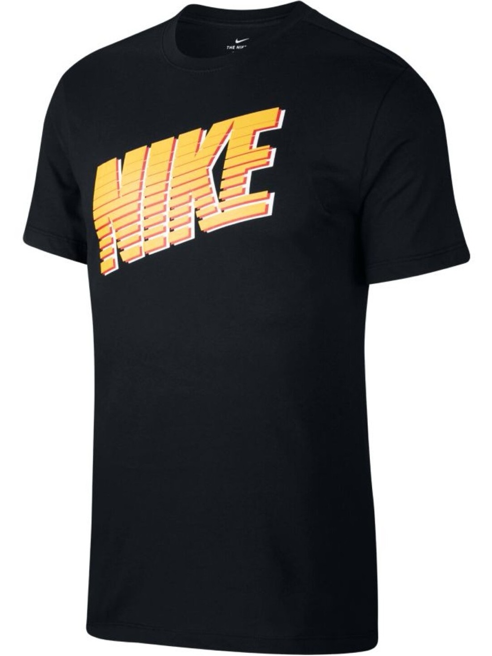 Nike Black Short-Sleeve Tee with Yellow Stacked Logo
